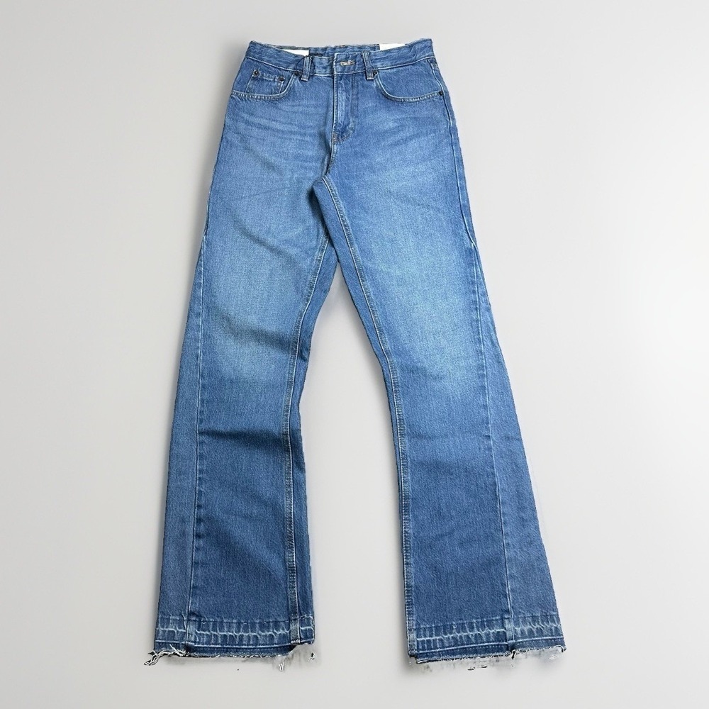 Zara Flare Fit Jeans Mens 28x32 Blue Medium Wash Distressed Denim 0840/440